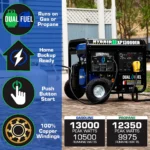 DuroMax XP13000EH 13,000 Watt Dual Fuel Electric Start Portable Generator - Image 5