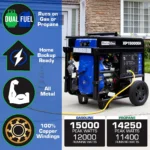 DuroMax XP15000EH 15,000/12,000 Watt Dual Fuel Electric Start Portable Generator with 713cc V-Twin Engine - Image 5