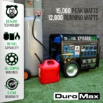DuroMax XP15000HXT 12000W/15000W Tri-Fuel Gasoline Propane Natural Gas CO Alert Remote Start Generator New - Image 3