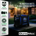 DuroMax XP16000iHT 16000 Watt Tri-Fuel Inverter Generator with Electric Start and CO Alert - Image 2