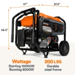 Generac GP8000E 8000W/10000W Gas Portable Generator with CO Sense, Electric Start, PowerRush, Refurbished - Image 6