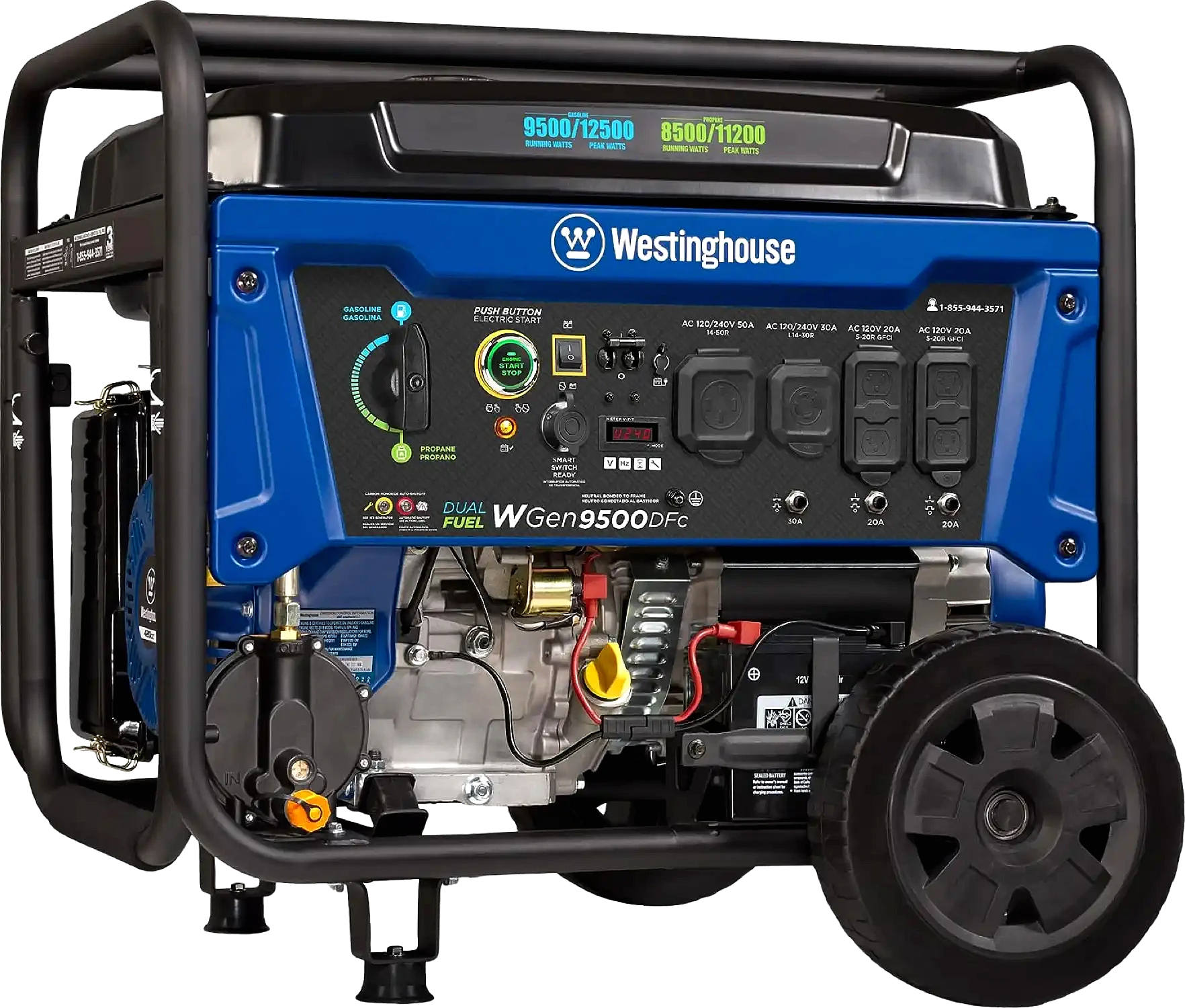 jepordy-llc-jepordy-llc-westinghouse-wgen9500dfc-generator-9500w-12500w-50-amp-remote-star-01-20260517190446-83de858f.webp Westinghouse WGen9500DFc 12500W Peak Dual Fuel Portable Generator with Remote Start and CO Sensor - Image 1